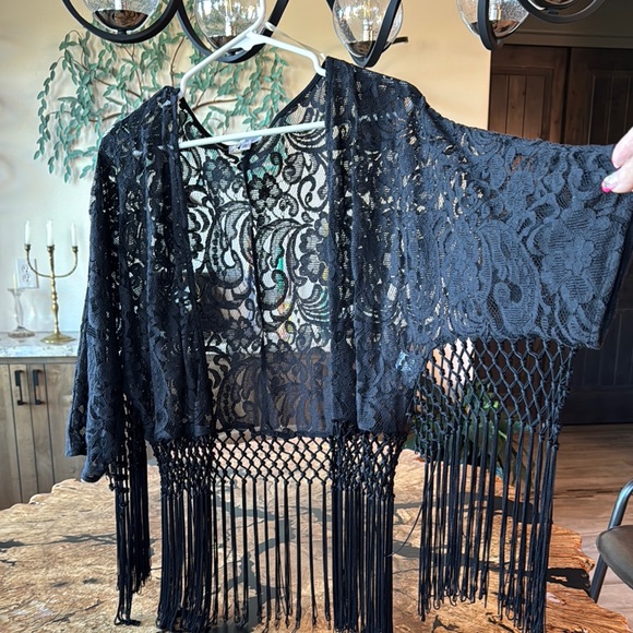 TCEC Jackets & Blazers - Black NWOT Lace Fringe Jacket
